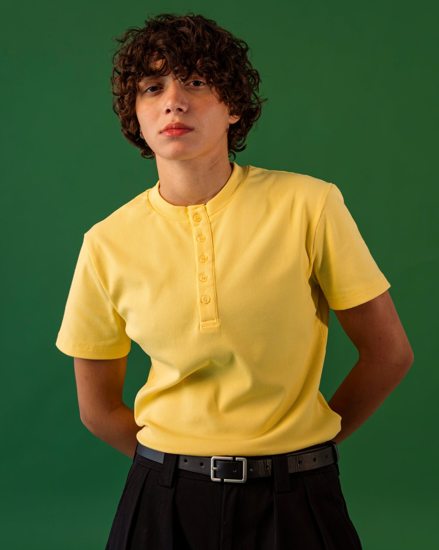 YELLOW HENLEY SHIRT