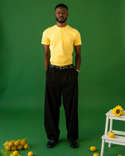 BLACK PLEATED PANTS