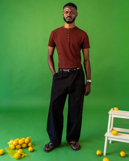 BURGUNDY HENLEY SHIRT