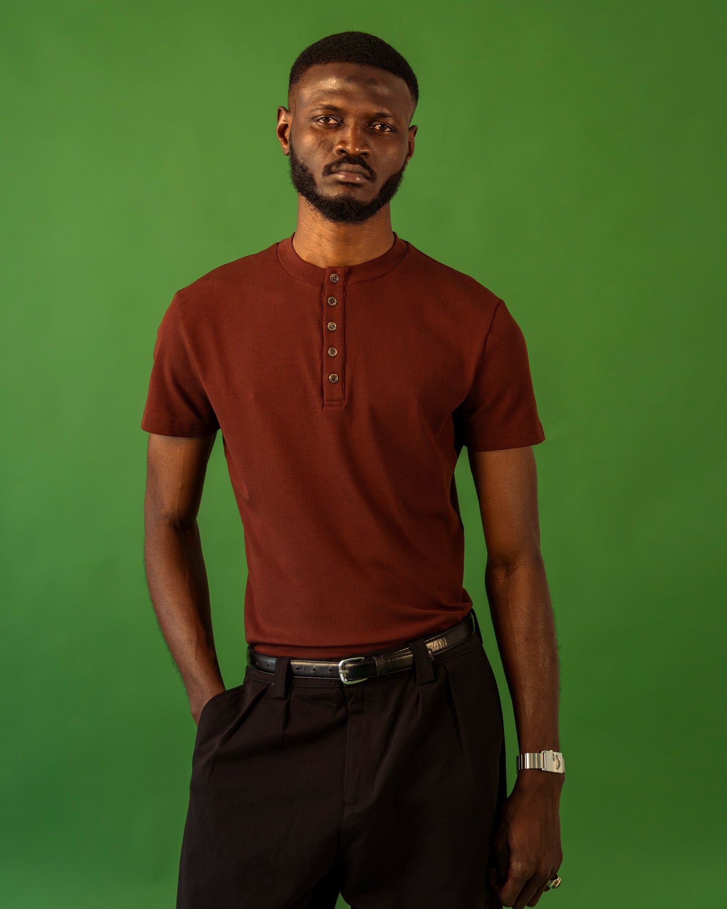 BURGUNDY HENLEY SHIRT