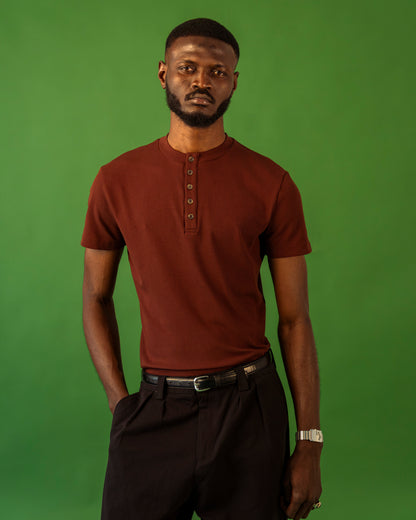 BURGUNDY HENLEY SHIRT