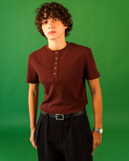BURGUNDY HENLEY SHIRT